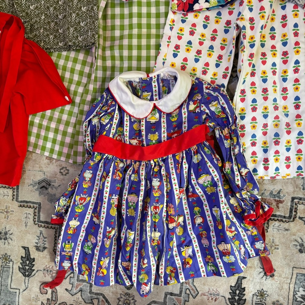 Vintage Girls 70s Clothing Lot 7pc Colorful Heart Button Flare Pants Tops Dress - Picture 11 of 16